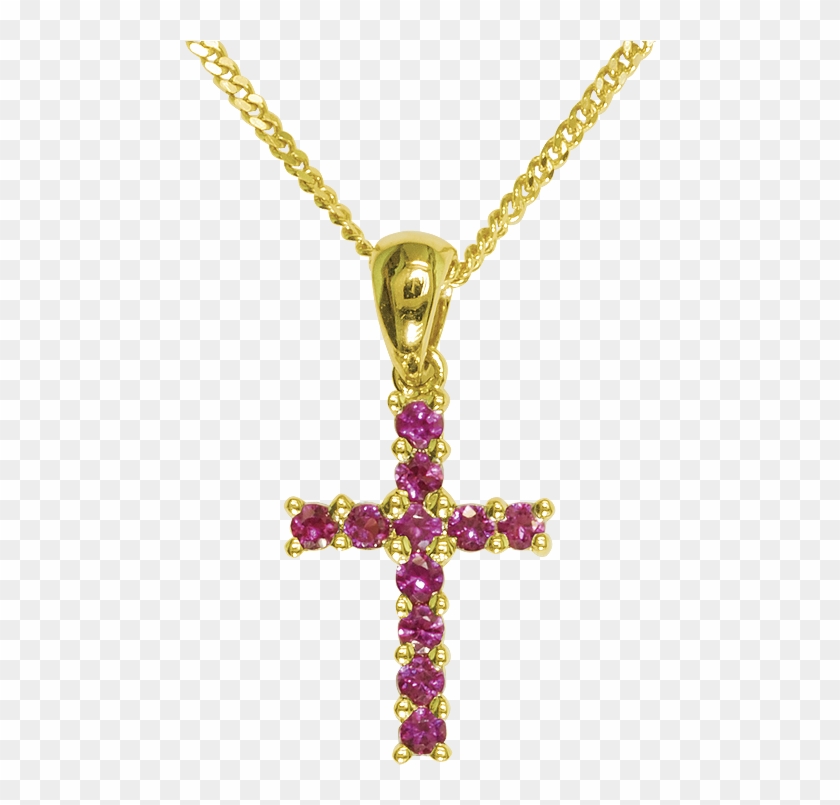Ladies Shipton And Co 9ct Yellow Gold Cross Ruby Pendant - Pendant #1073699