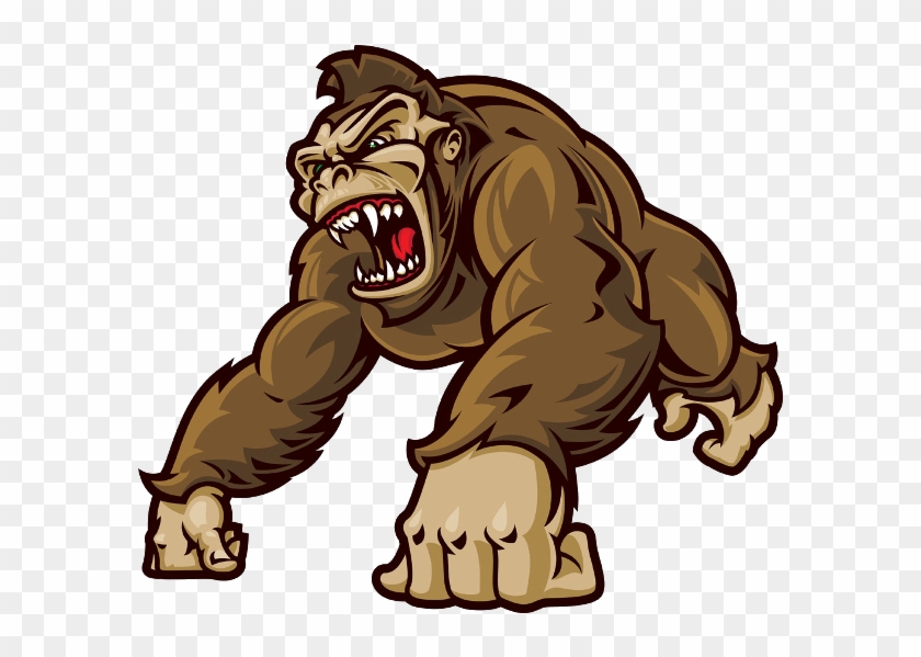 Brown Gorilla - Angry Gorilla Cartoon Vector #1073825