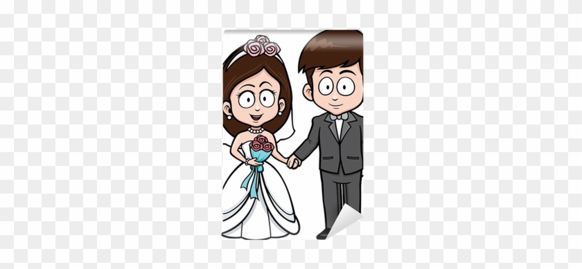 Vector Illustration Of Cartoon Wedding Couple Wall - Wedding Cartoons #1073983