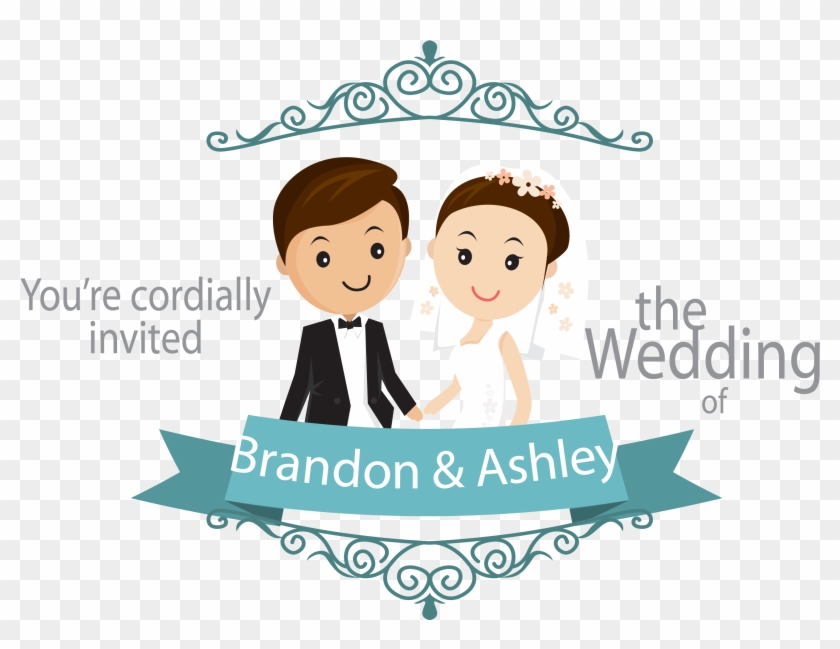 Wedding Invitation Download - Cartoon Wedding Couple Png #1074065