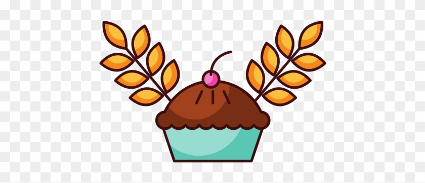 Deliciuos Cake And Wheat Grain Icon - Bakery #1074082