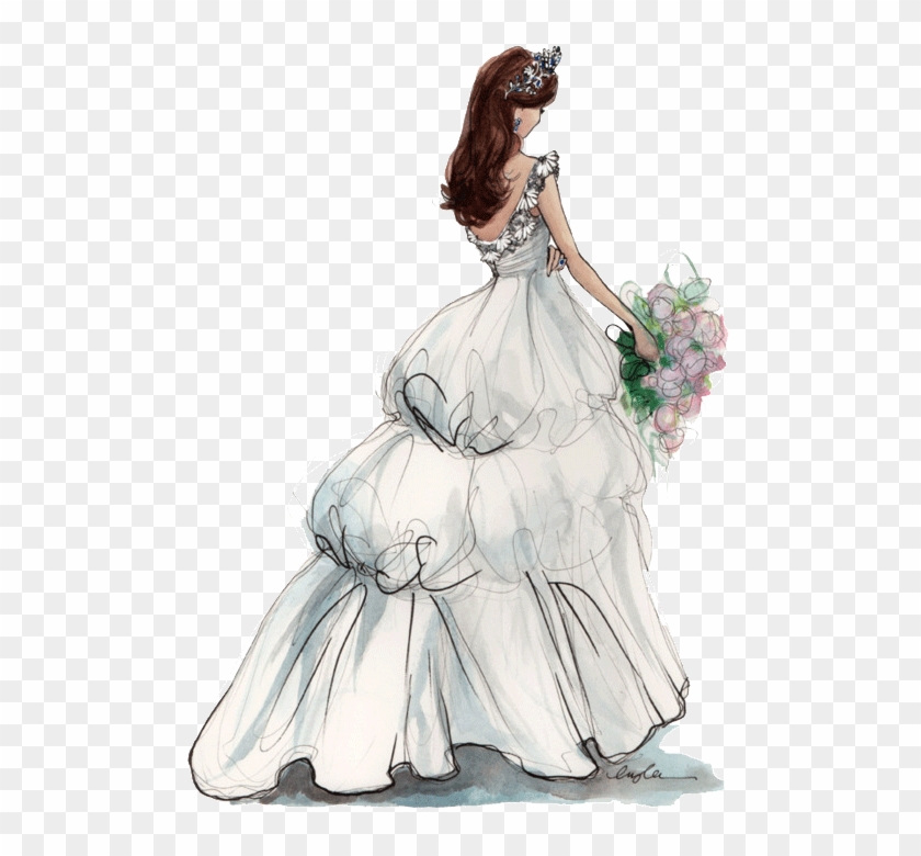 Wedding Bride Free Vector Donload - Girl In Wedding Dress Drawing #1074131
