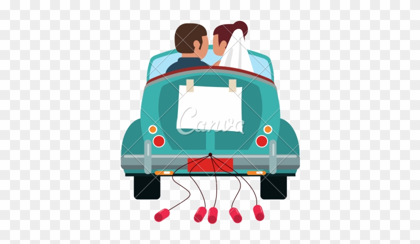 Happy Couple Married Icon Stock Vector Art Illustration, - Just Married Car #1074189