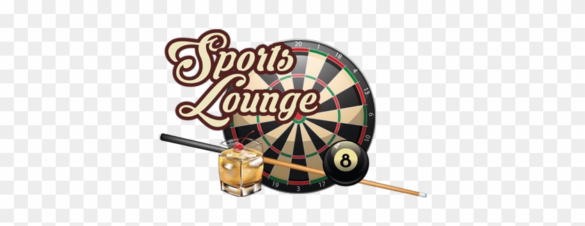 Sports Lounge Icon With Pool Cue And Bar Drink - Dart Board Scoring #1074470