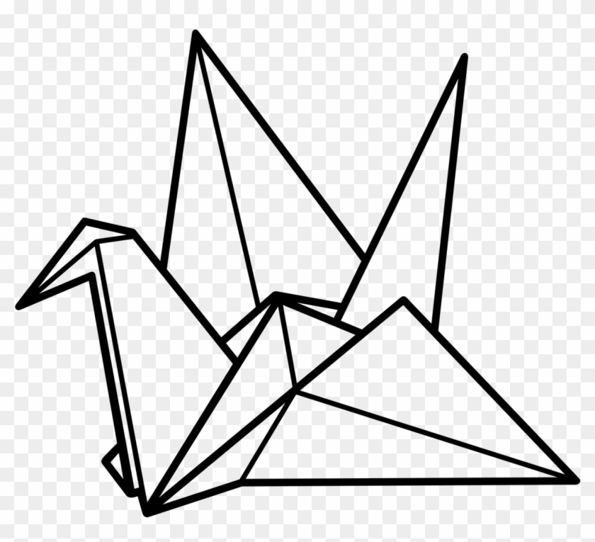 Paper Swan Drawing - Transparent Paper Crane Outline #1074912