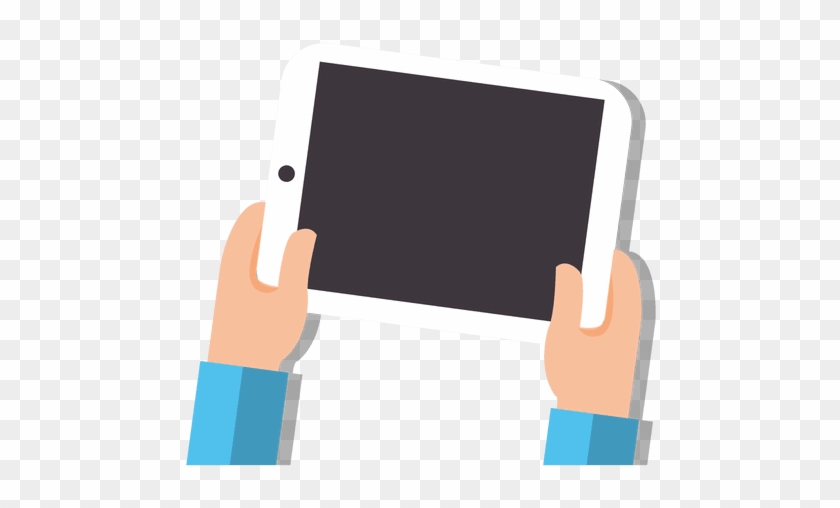 Tablet On Hands Cartoon Transparent Png - Tablet Desenho Png #1074979