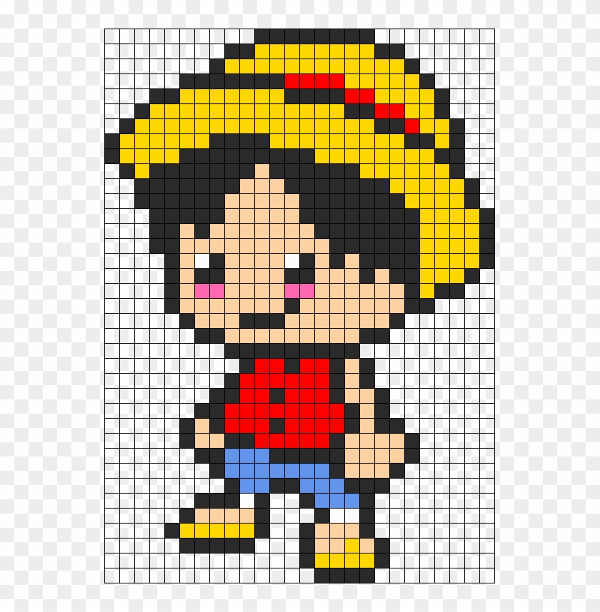 Kandi Patterns For Kandi Cuffs - Monkey D Luffy Pixel Art #1075081