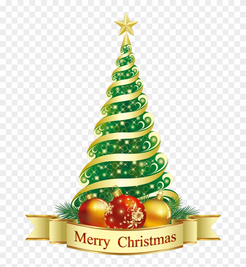 Merry Christmas Green Tree Png Clipart - Christmas Tree Merry Christmas #1075158