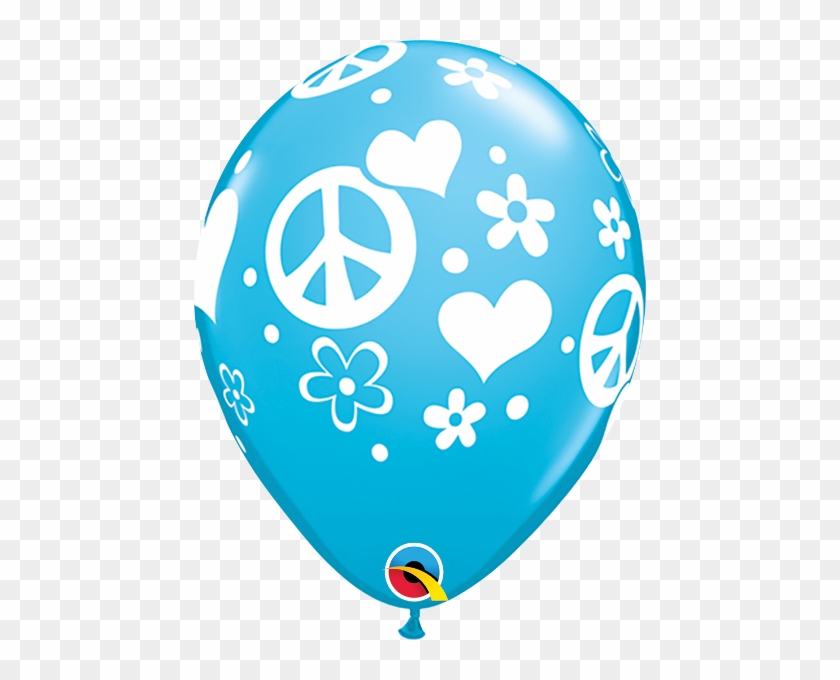 11" Valentines Day Round Latex Peace Signs And Hearts - 11" Peace Signs & Hearts Around Latex Balloons #1075196