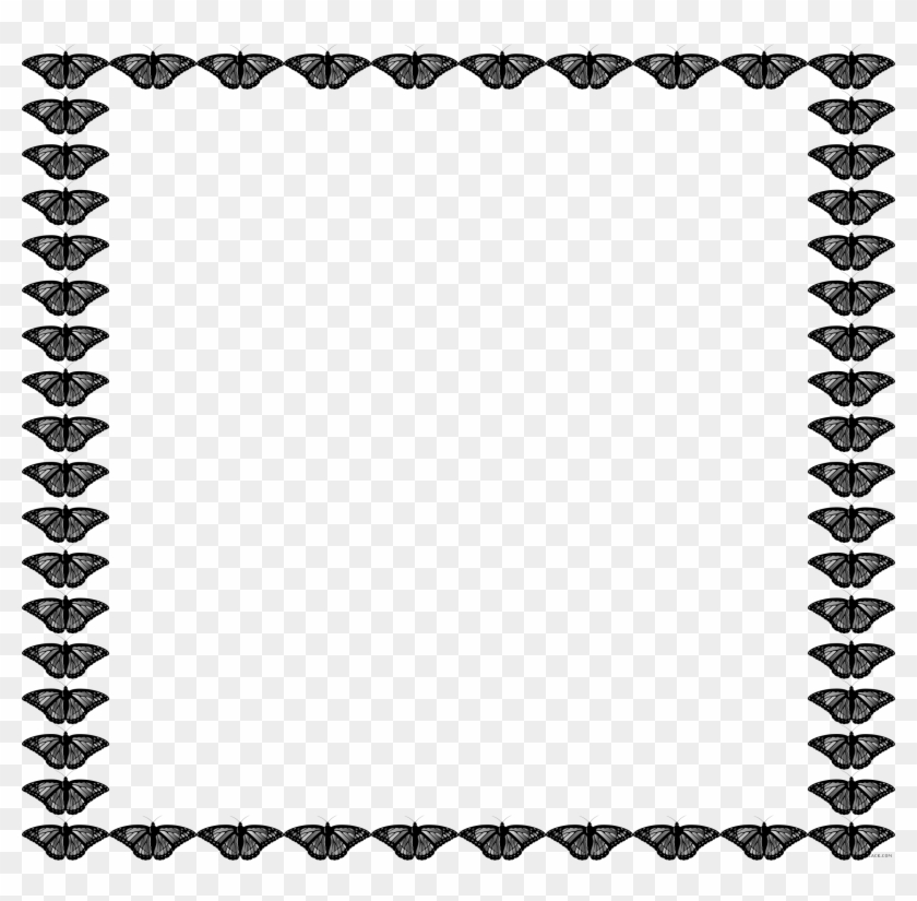 Butterfly Frame Animal Free Black White Clipart Images - Simple Japanese Border Designs #1075370