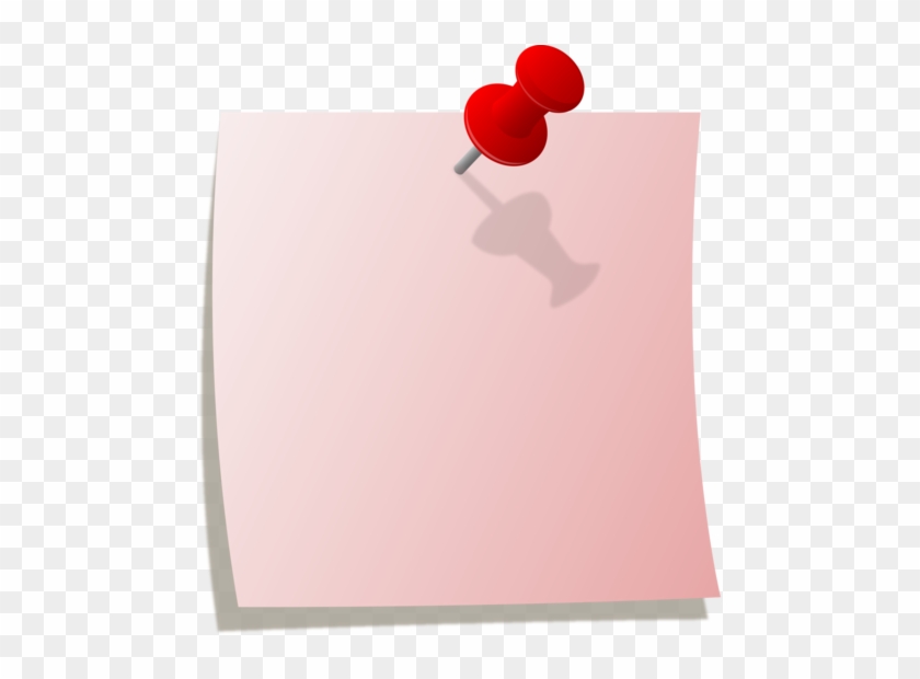 Pink Note With Red Thumbtack - Push Pin Paper Png #1075818