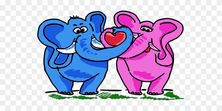 Africa Animal Anthropomorphic Asia Cartoon - Elephant Love Clipart #1076471
