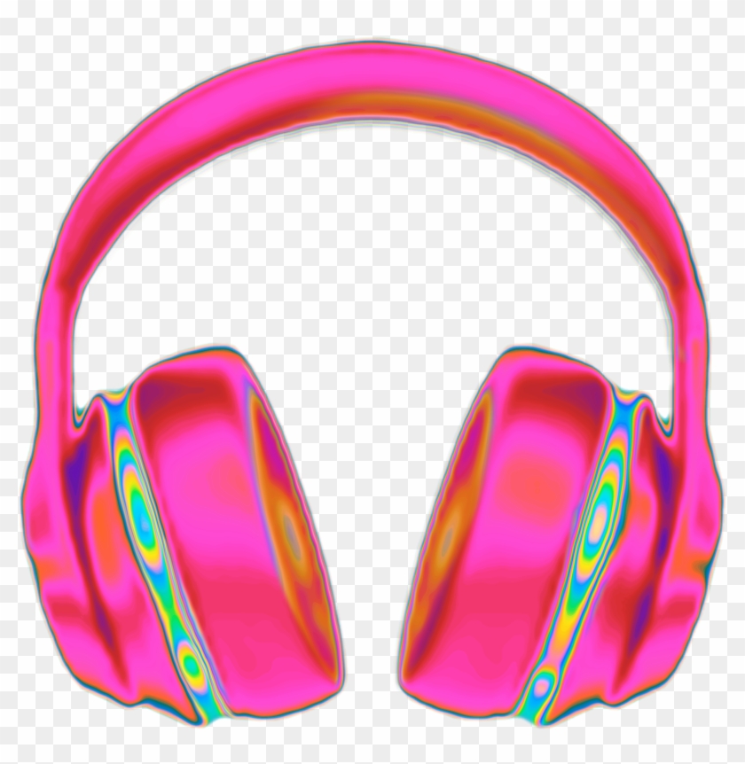 Headphones Headphone Holo Holographic Pink Emoji - Headphones #1076567
