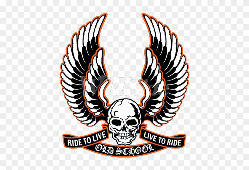 Biker T-shirt Old School Live To Ride Wings Skull Retro - Old School Biker ...