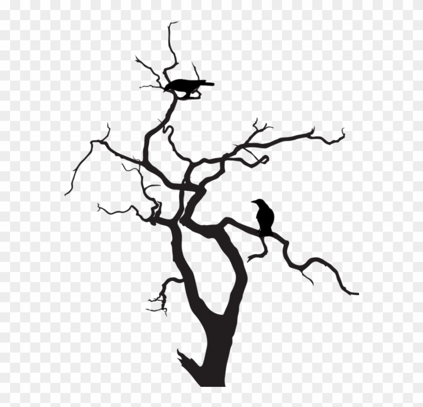 Pin Scary Trees Clip Art - Crow In Tree Silhouette #1077101