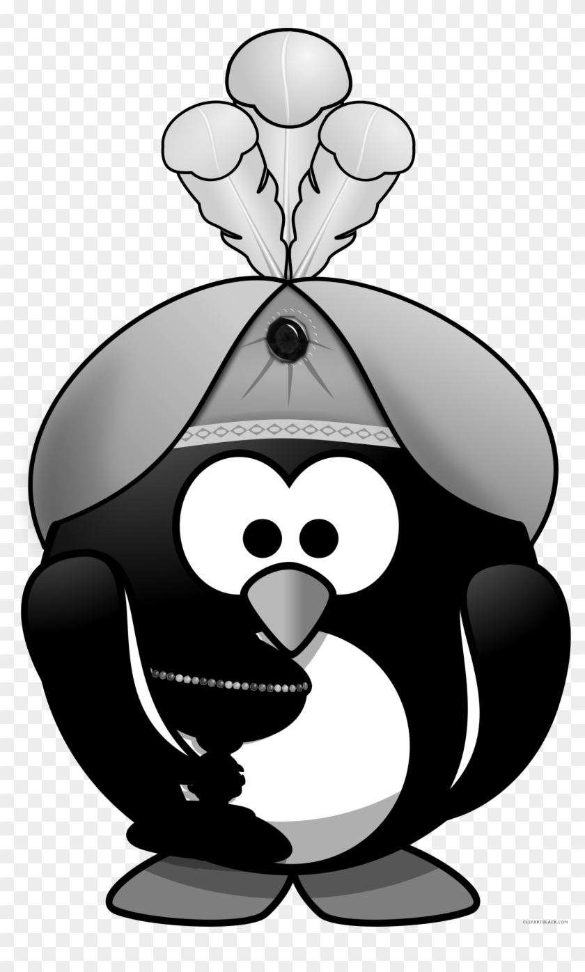 Oriental Penguin Animal Free Black White Clipart Images - Cartoon Penguin #1077306