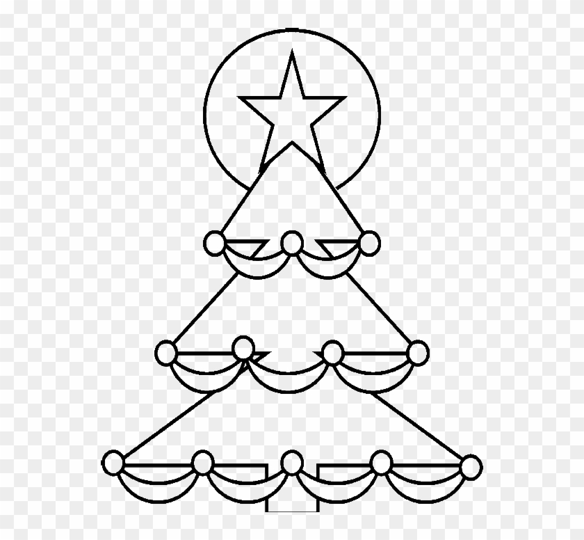 Christmas Tree With A Star Shining Coloring Pages - Christmas Easy Coloring Pages #1077308