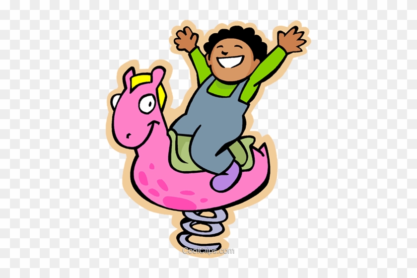 Little Boy Riding On A Spring Toy At The Royalty Free - Bouncy Horse Png #1077396