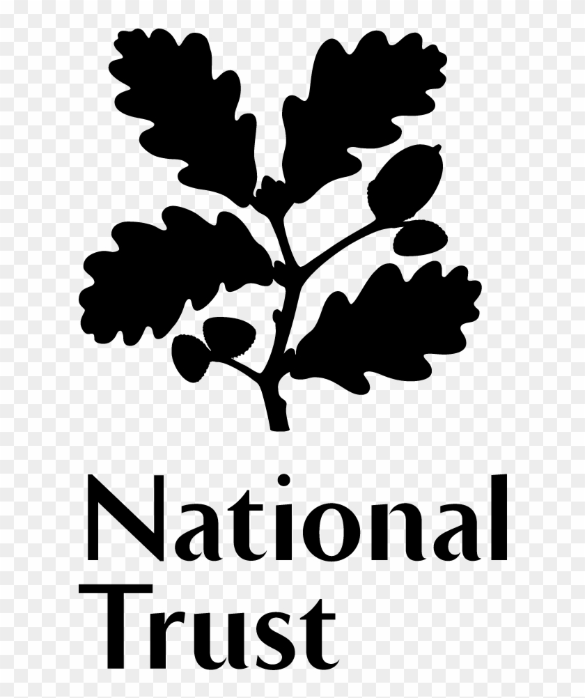 Black Leaf And Text Underneith - National Trust Logo Png #1077520