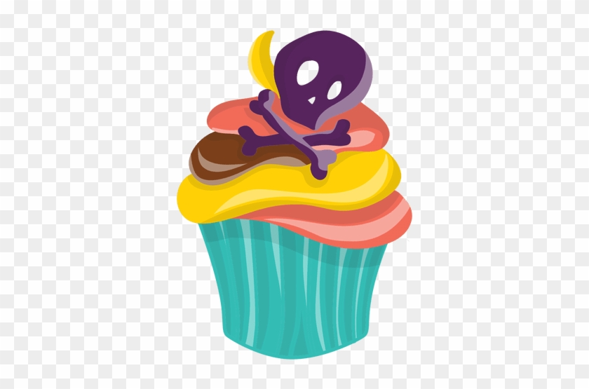 Cupcake Decorado Cráneo De Halloween Transparent Png - Skull #1077667