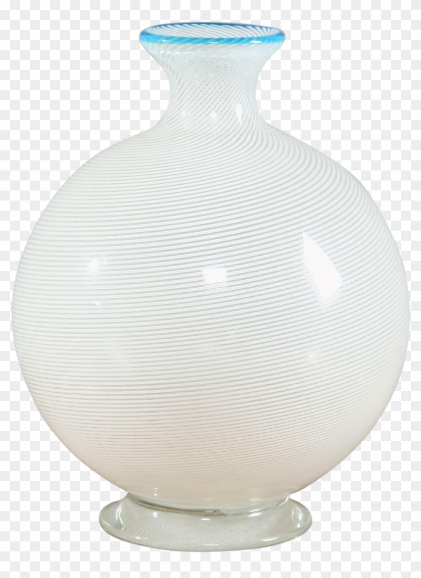 World-class White And Turquoise Murano Glass Vase By - Vase #1077771