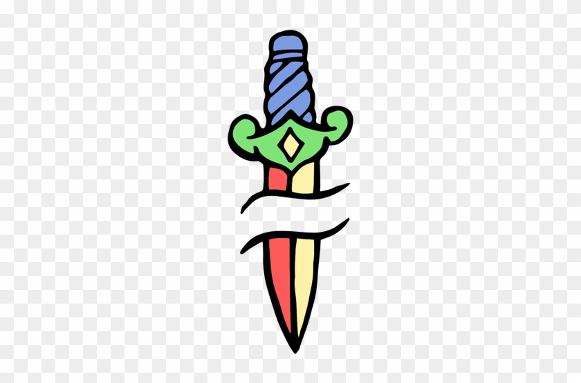 Dagger Colored Vintage Tattoo Transparent Png - Dagger #1077793
