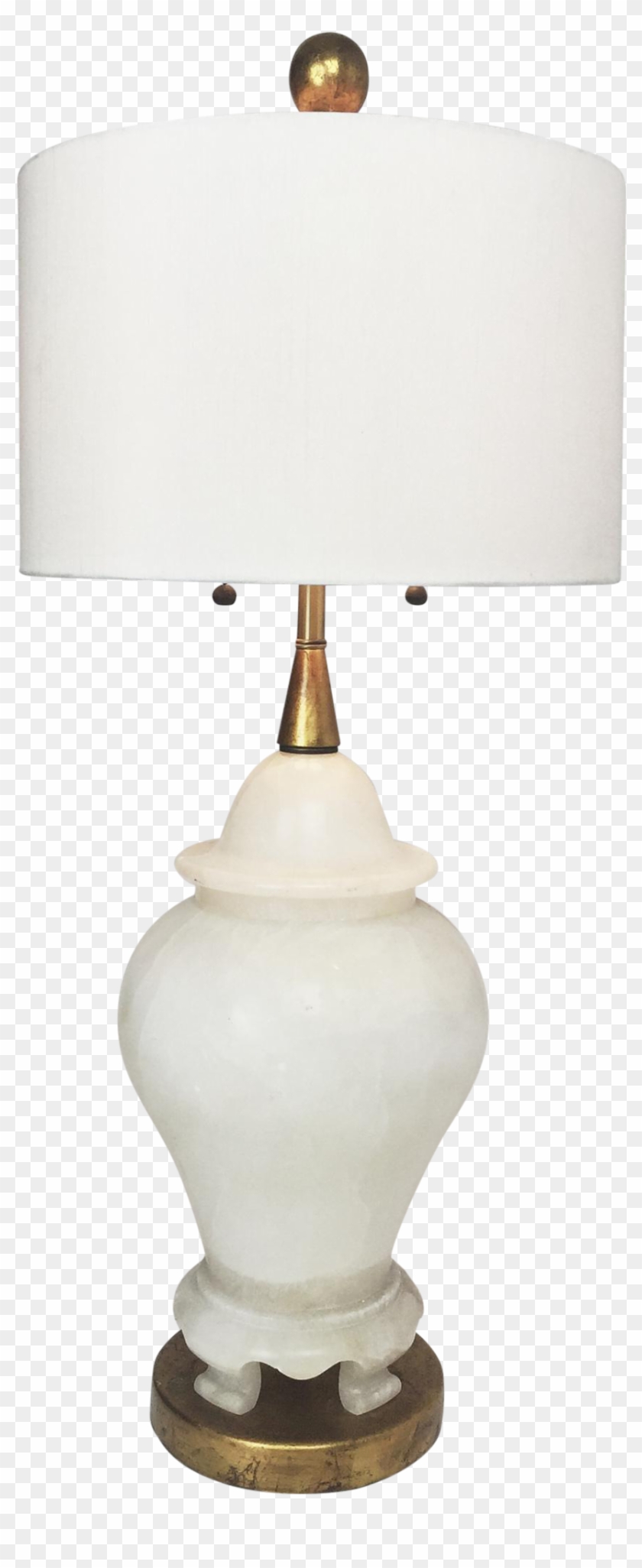 M#century Modern Carved Alabaster Table Lamp By Marbro, - Lampshade #1077934