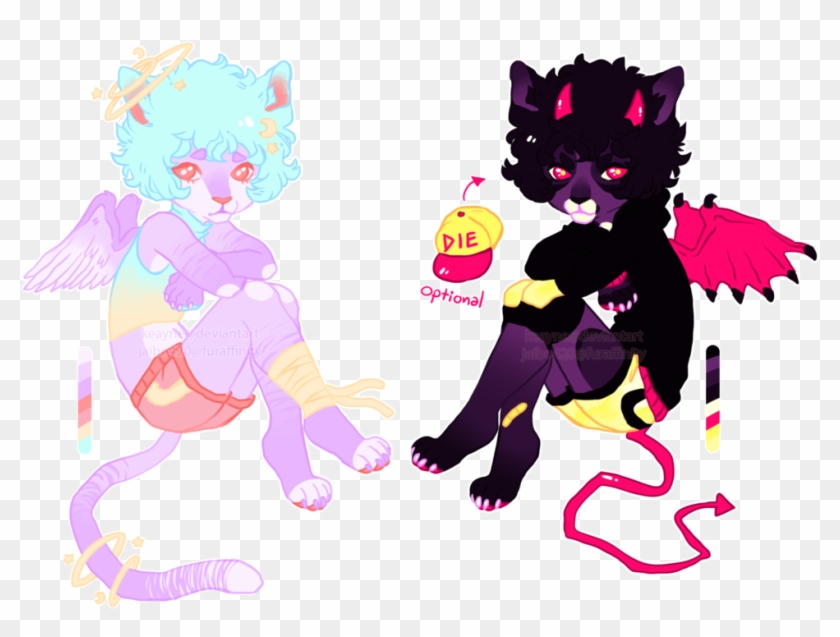 [closed] Angel Devil Cat Twins Adopt By Crpssho - Cartoon #1078382