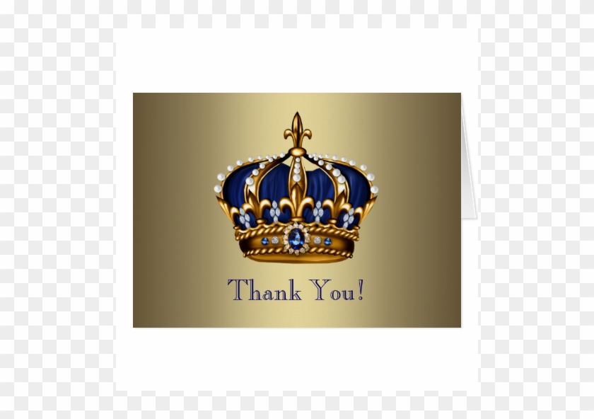 Royal Navy Blue Gold Prince Crown Thank You Cards - Royal Crown Blue And Gold #1078505