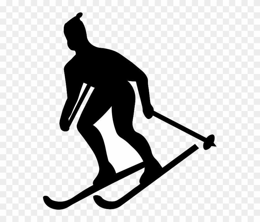 Skier Country, Outline, Cross, Silhouette, Figure, - Skier Silhouette #1078807