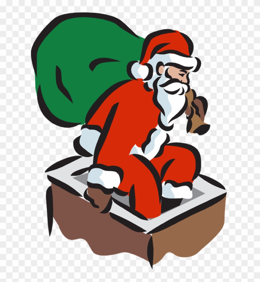 Great Santa Clip Art - Santa Coming Down The Chimney #1078810