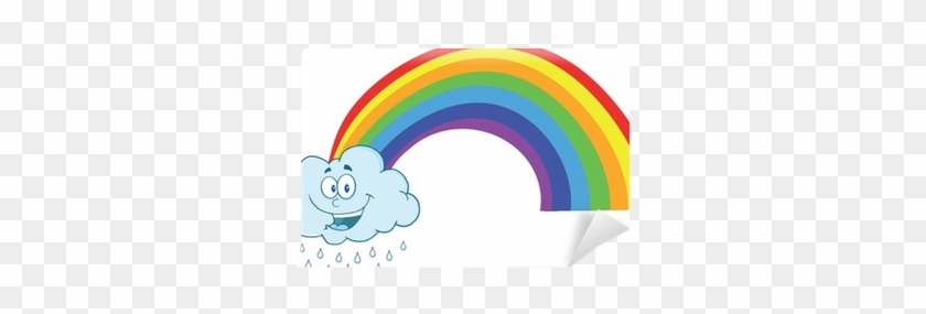 Happy Cloud Raining With Rainbow Wall Mural • Pixers® - Cartoon #1079273