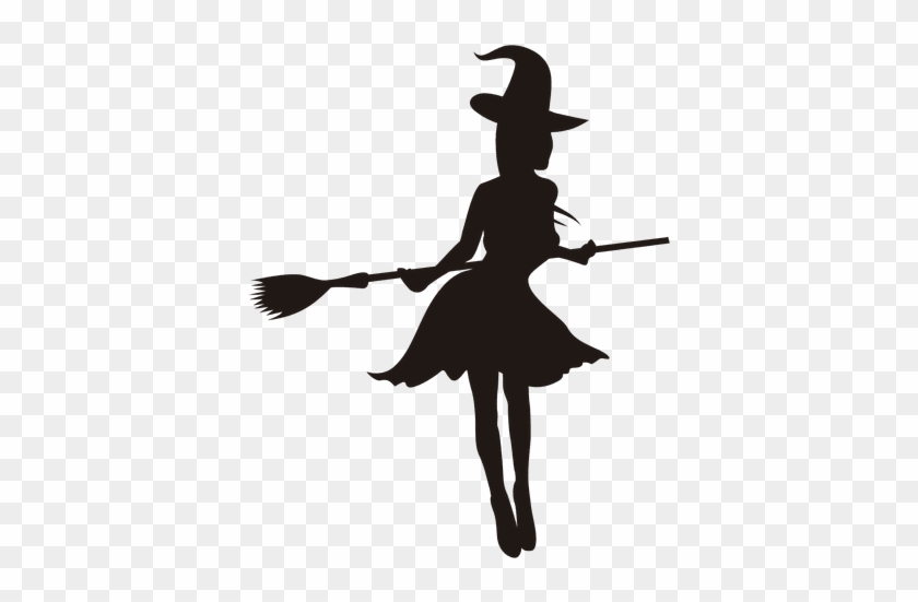 Witch Girl Silhouette With Broom - Imagenes De Moda Png #1079787