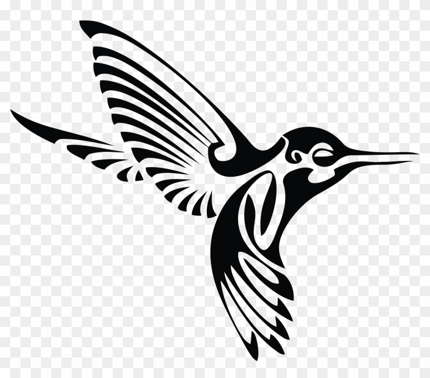 248 Free Clipart Of A Black And White Tribal Hummingbird - 248 Free Clipart Of A Black And White Tribal Hummingbird #1079925