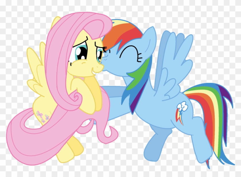 Pony Rainbow Dash Applejack Pinkie Pie Rarity - Flutterdash Kiss #1080087