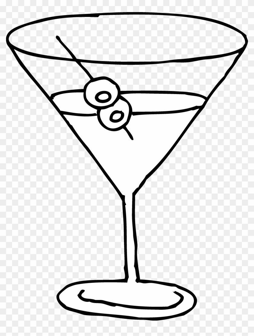 Martini Glass Line Art Free Clip Art - Martini Glass Coloring Page #1080246