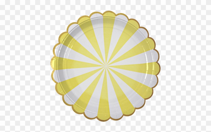 Toot Sweet Yellow Striped Party Plate - Party Supplies Party Plates Disposable Paper Plates #1080355