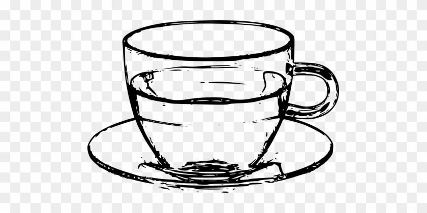 Cup Glass Saucer Tea Coffee Tea Tea Coffee - Cup And Plate Black And White #1080429