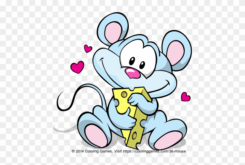 Mouse With Cheese Coloring Page - Cute Mouse With Cheese Cartoon #1080689