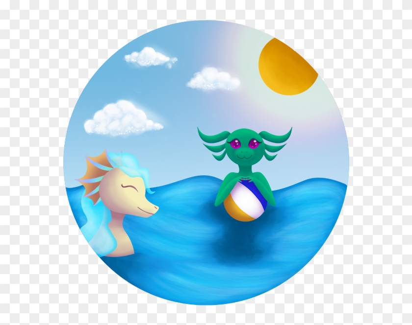 These Two Were Playing With A Beach Ball In The Ocean - Wheel Clip Art #1080709
