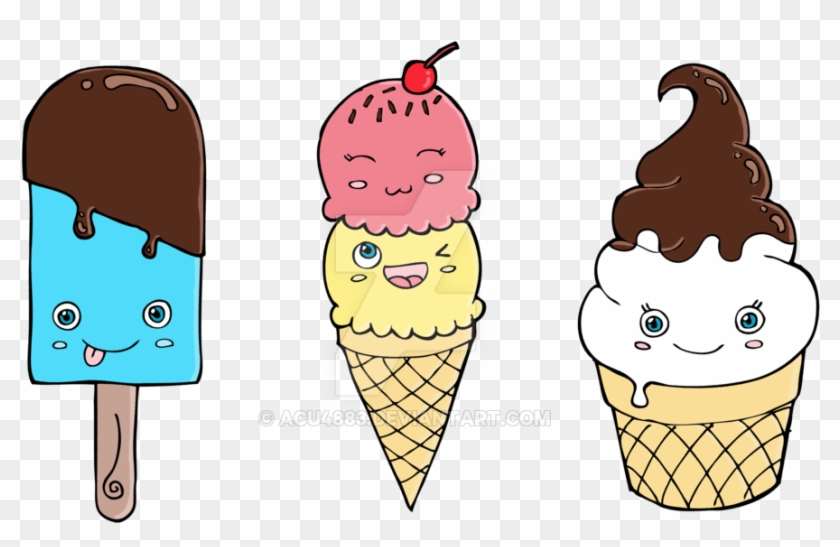 Cute Ice Cream Color By Acu4883 - Ice Cream Png Cute #1080978