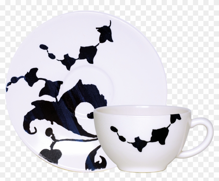 2 Tea Cups And Saucers - Gien Indigo Arabesque Canape Plate #1081242