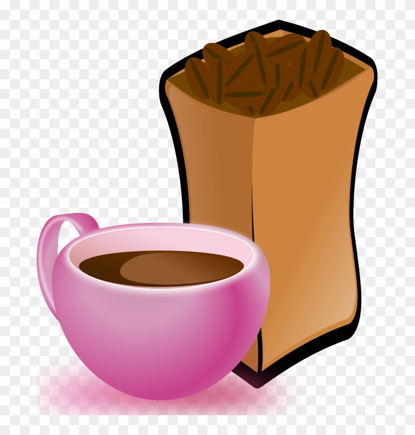 Free Cup Of Coffee With Sack Of Coffee Beans - Coffee Beans Clip Art #1081508