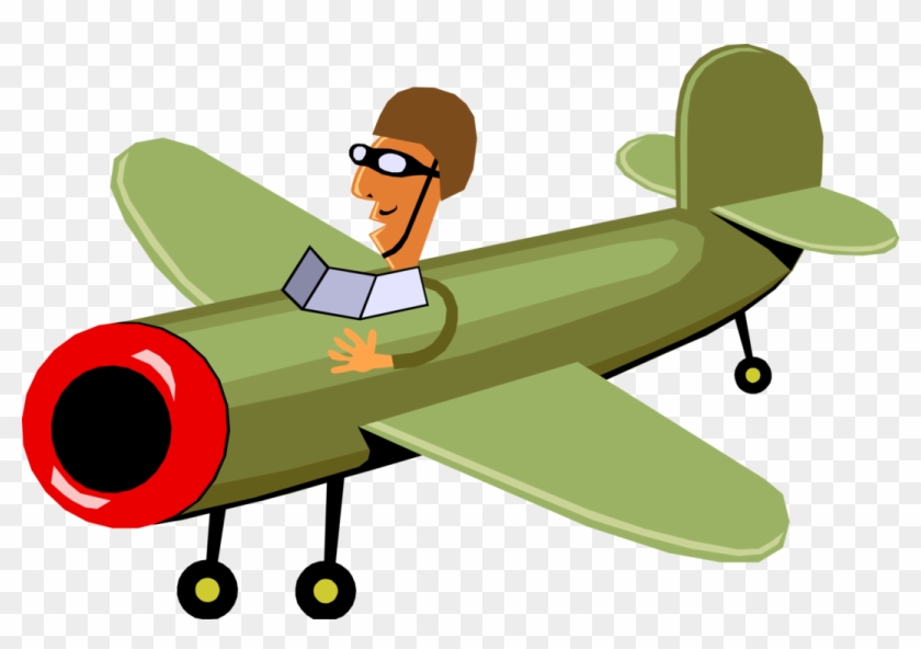Vector Illustration Of Airforce Pilot Flies Military - Airplane Clipart #1081626