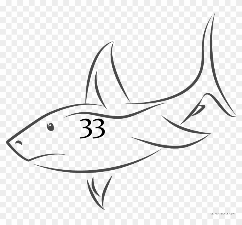 Shark Outline Animal Free Black White Clipart Images - Shark Fin Drawing #1081713