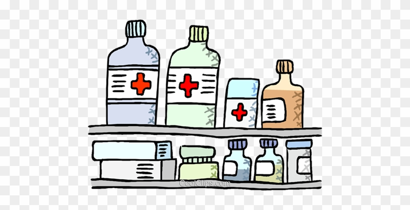 Medication Displayed On Shelves Royalty Free Vector - Medication Clipart Png #1081924