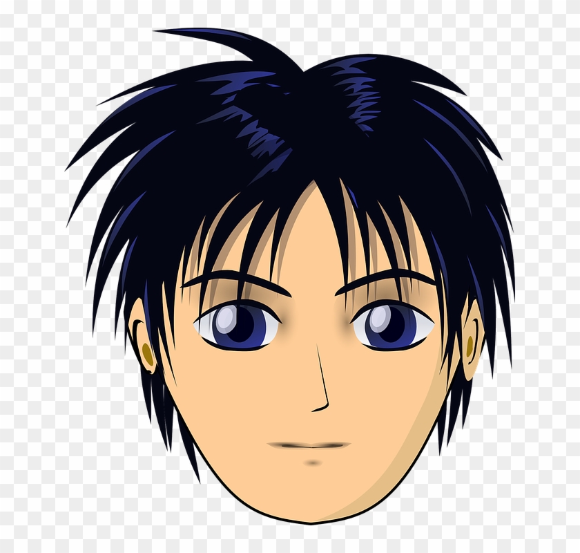 Anime Boy Clipart Serious - Cartoon Boy Face #1082101