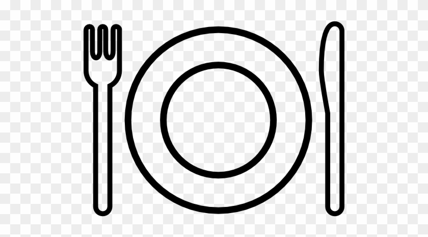 Plate And Cutlery Outline Free Icon - Plate Icon Png White #1082182