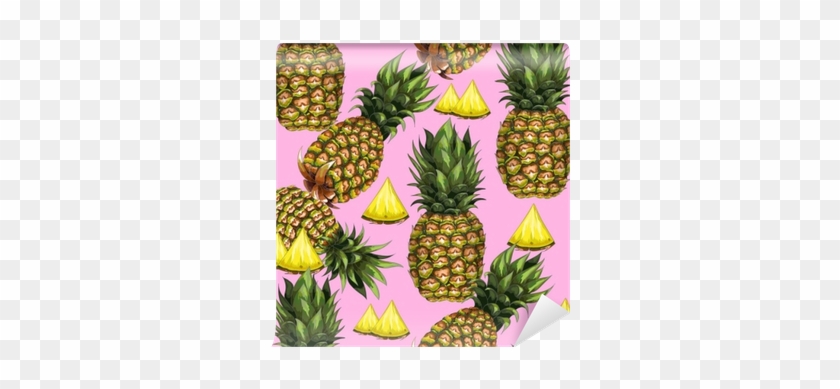 Summer Seamless Pattern With Hand-drawn Pineapple On - Illustration #1082274