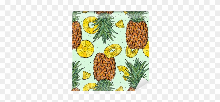 Pineapple Tropical Vector Seamless Pattern Wallpaper - Wallpaper #1082281